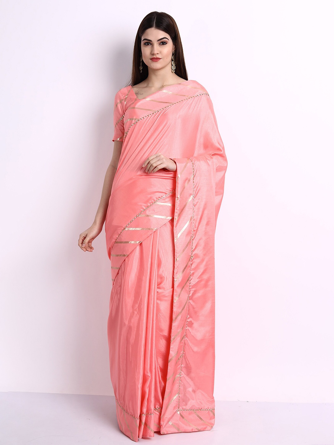 

Zombom Peach-Coloured Pure Silk Saree