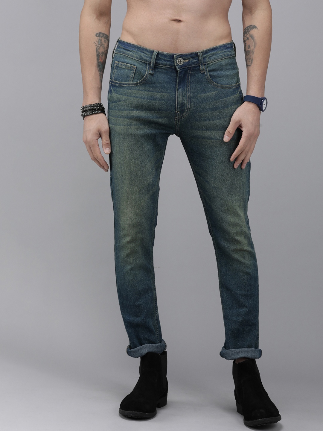 

Roadster Men Navy Blue Jean Skinny Fit Mildly Distressed Cotton Jeans