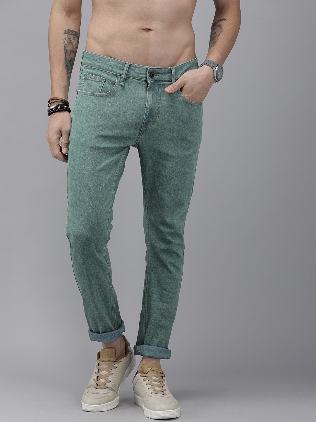 

Roadster Men Green Jean Skinny Fit Cotton Jeans