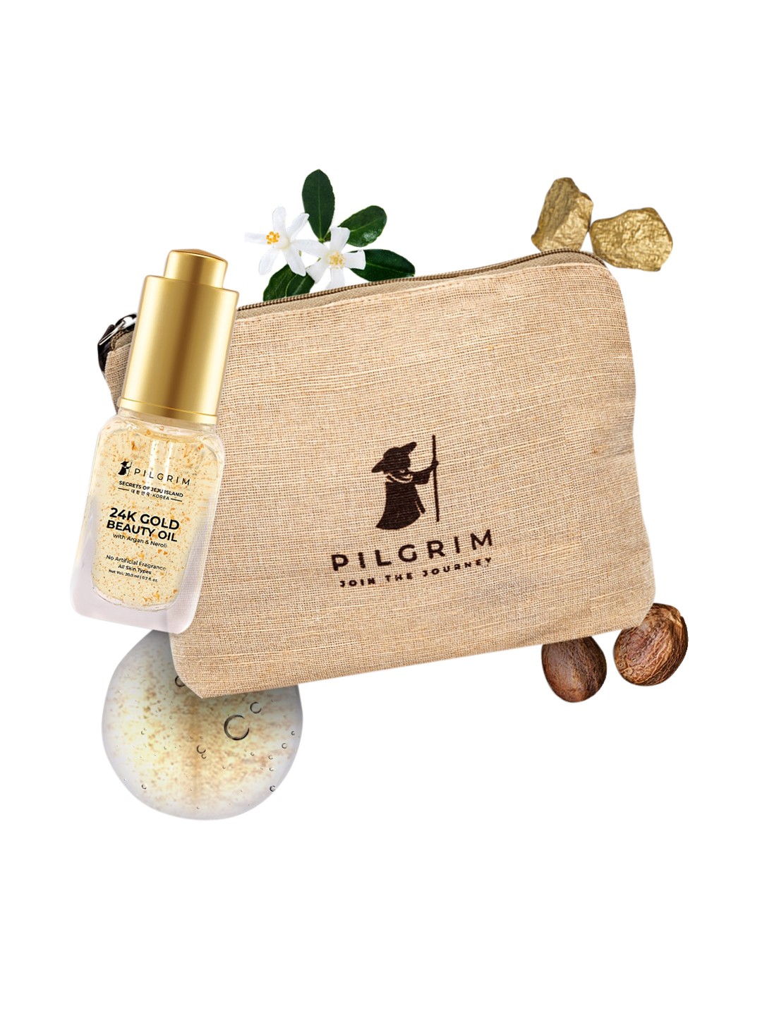 

Pilgrim 24K Gold Facial Beauty Oil with Beige Jute Bag 15 ml