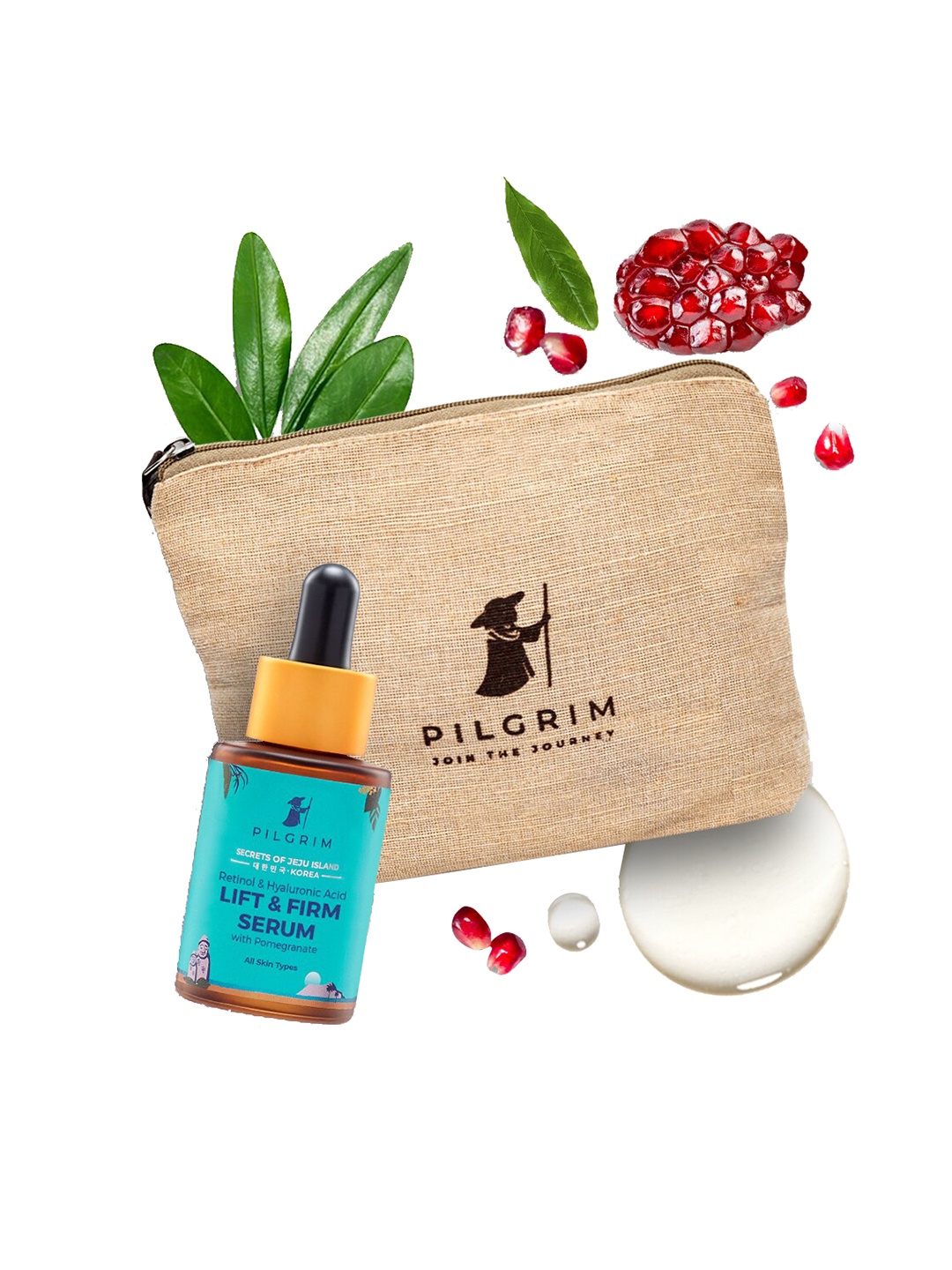 

Pilgrim Retinol Hyaluronic Acid Lift & Firm Face Serum with Pomegranate 30ml with Jute Bag, Blue