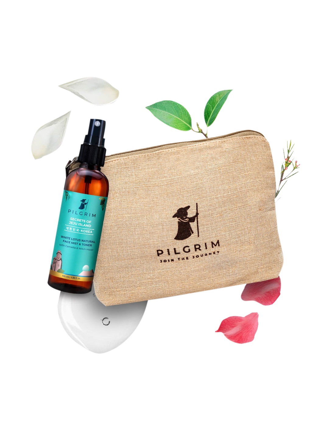

Pilgrim White Lotus Natural Face Mist & Toner with Beige Jute Bag - 100 ml, Teal