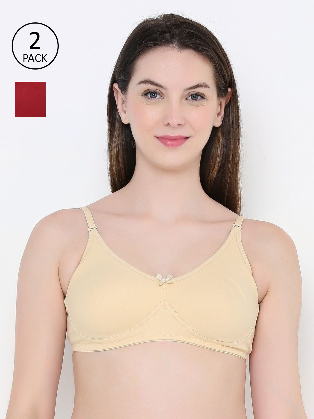 

Berrys Intimatess Beige & Maroon Pack Of 2 Everyday Bra