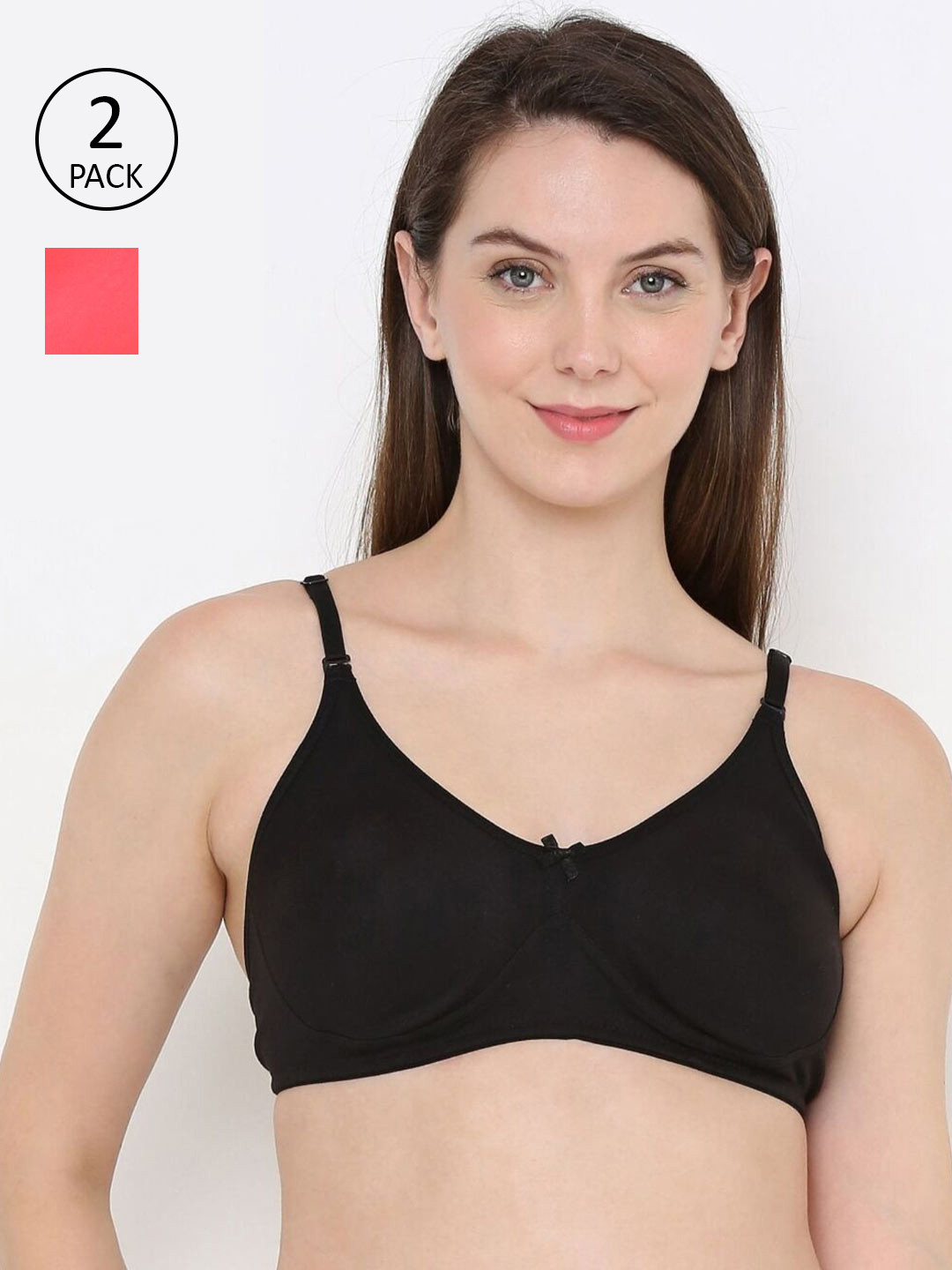 

Berrys Intimatess Black & Peach-Coloured Pack Of 2 Non-Padded Seamless Bra