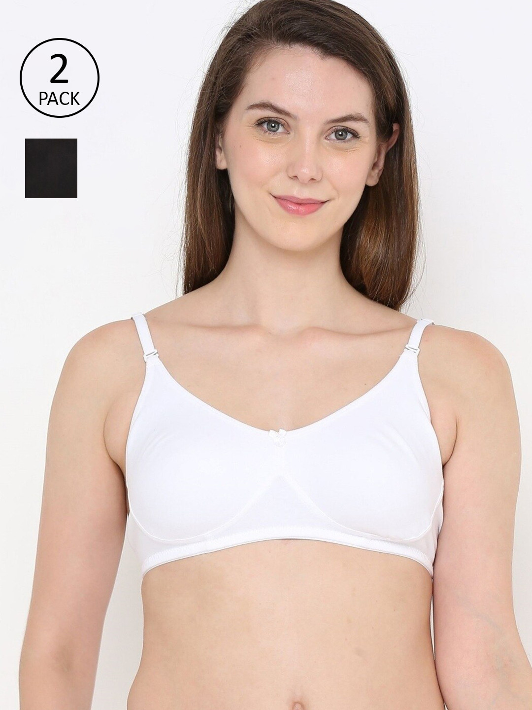 

Berrys Intimatess White & Black Pack Of 2 Non-Wired Non Padded Cotton Everyday Bra