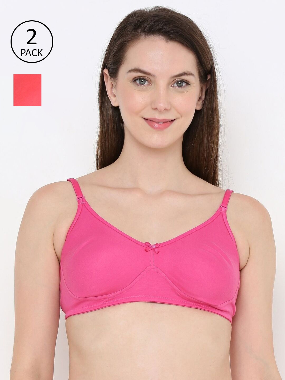 

Berrys Intimatess Pink & Peach-Coloured Pack Of 2 Non-Wired Non Padded Cotton Everyday Bra