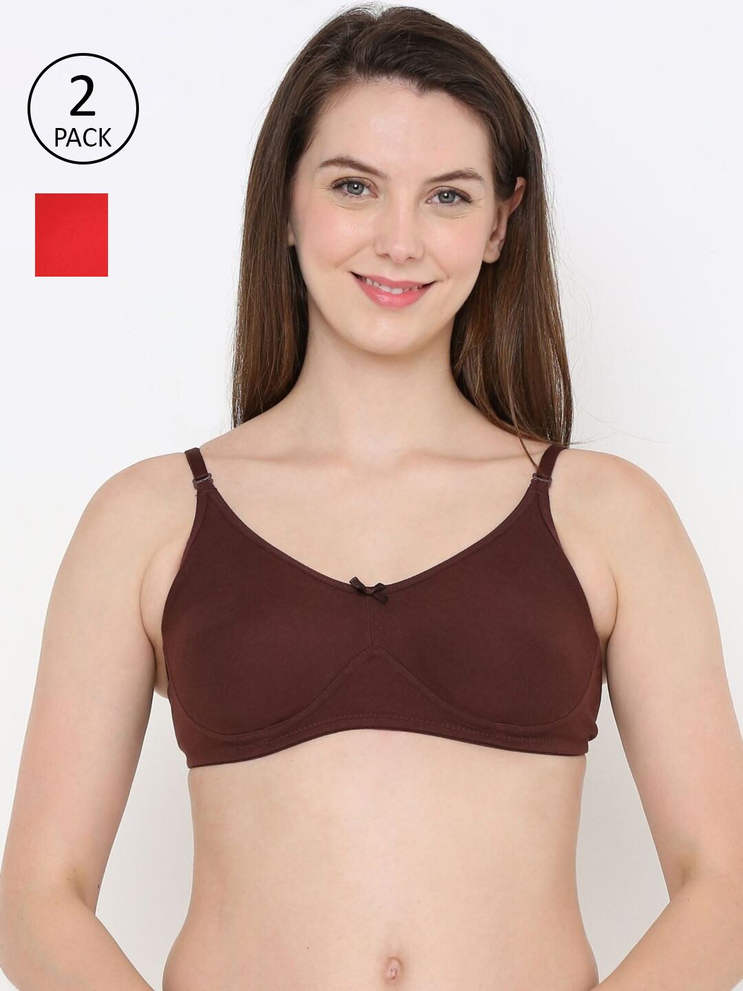 

Berrys Intimatess Brown & Red Set Of 2 Non Padded Multiway Everyday Bra