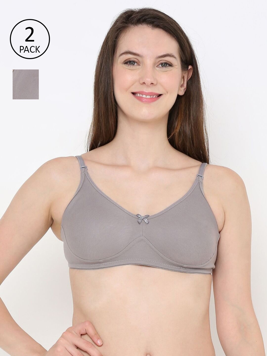

Berrys Intimatess Grey Pack Of 2 Non-Wired Non Padded Cotton Everyday Bra