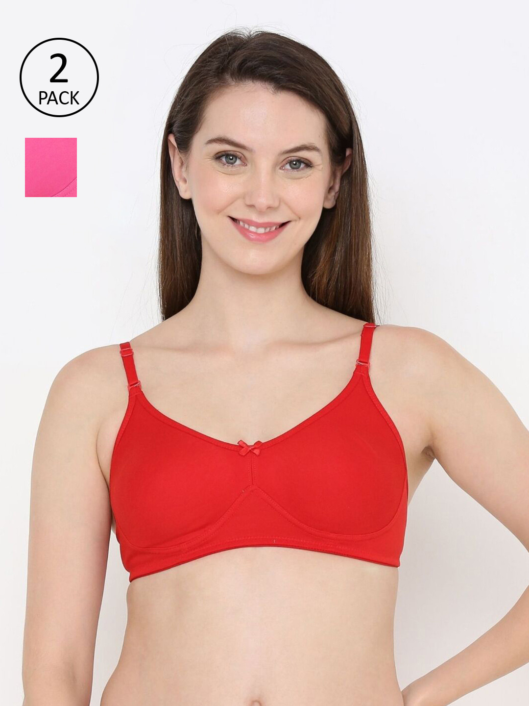 

Berrys Intimatess Red & Pink Set Of 2 Non Padded Multiway Everyday Bra