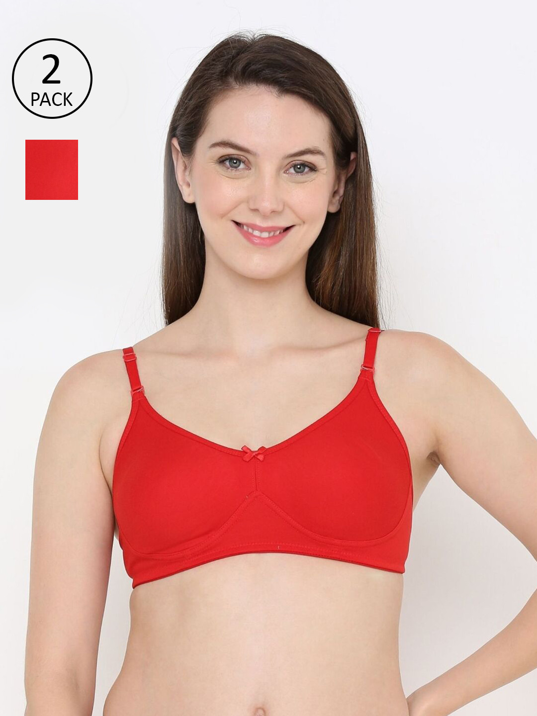 

Berrys Intimatess Red Pack Of 2 Non-Wired Non Padded Cotton Everyday Bra
