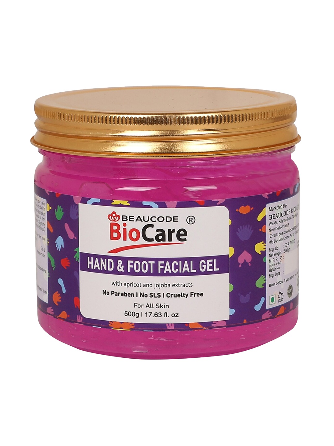 

BEAUCODE BIOCARE Paraben Free Hand & Feet Gel with Apricot & Jojoba Extracts - 500g, Pink