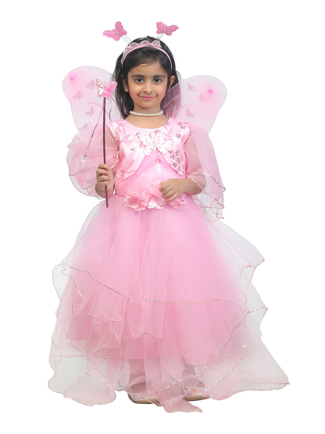

ahhaaaa Girls Pink Embellished Net Gown Dress