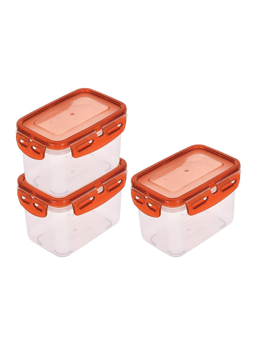 

Kuber Industries Set of 3 Brown & Transparent Solid Plastic Food Storage Container With Airtight Lock Lid