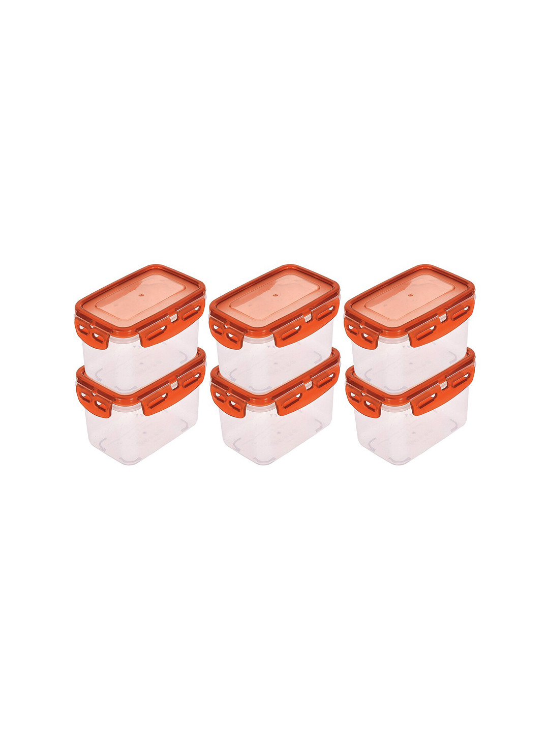 

Kuber Industries Set of 6 Brown & Transparent Solid Plastic Food Storage Container With Lid 600 ML