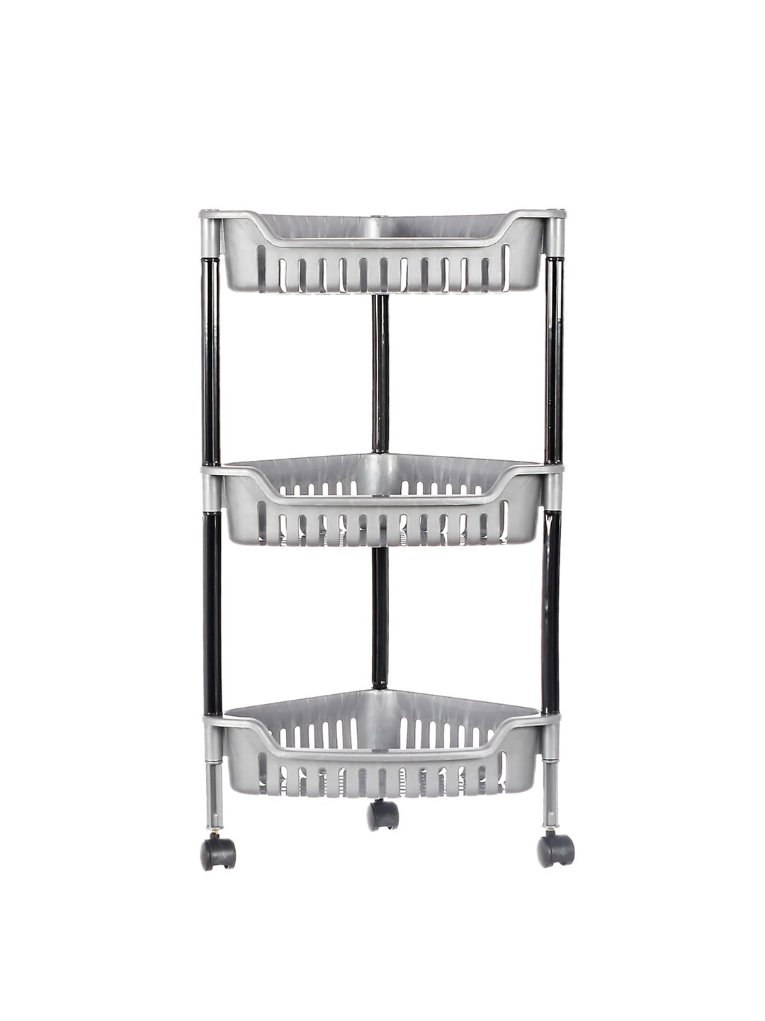 

Kuber Industries Grey 3 Tier Triangle Storage Rack
