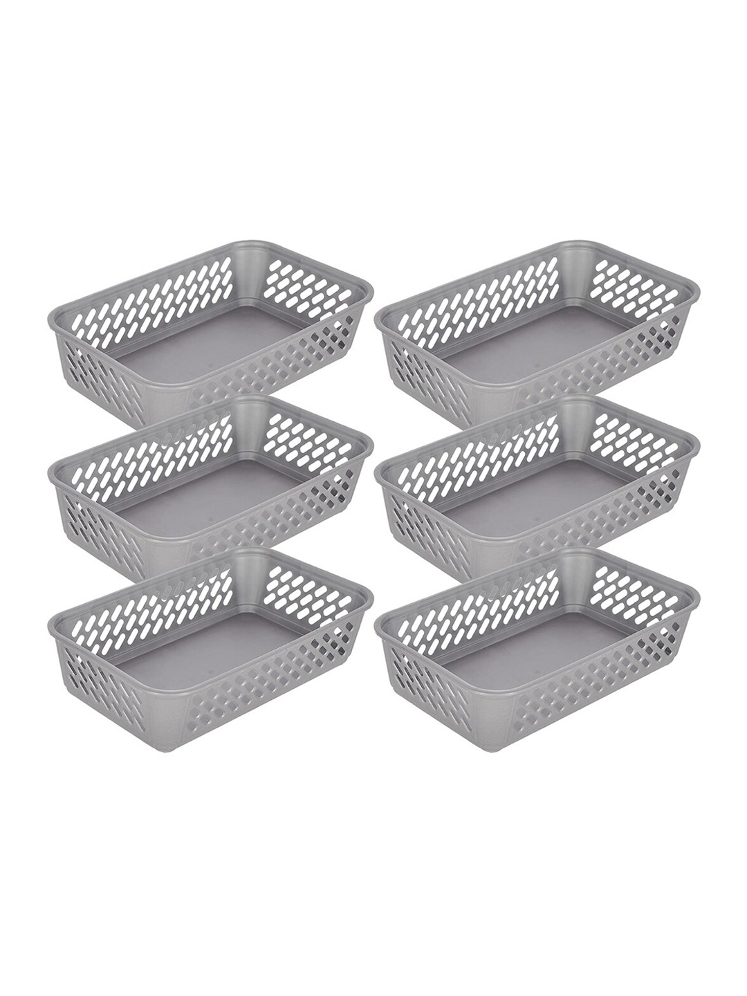 

Kuber Industries Grey Set of 6 Multiutility Baskets