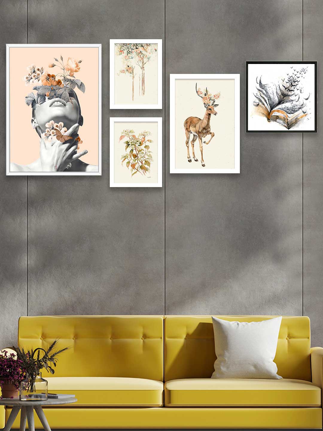 

Art Street Set of 5 Framed Canvas & Art Print, Pink