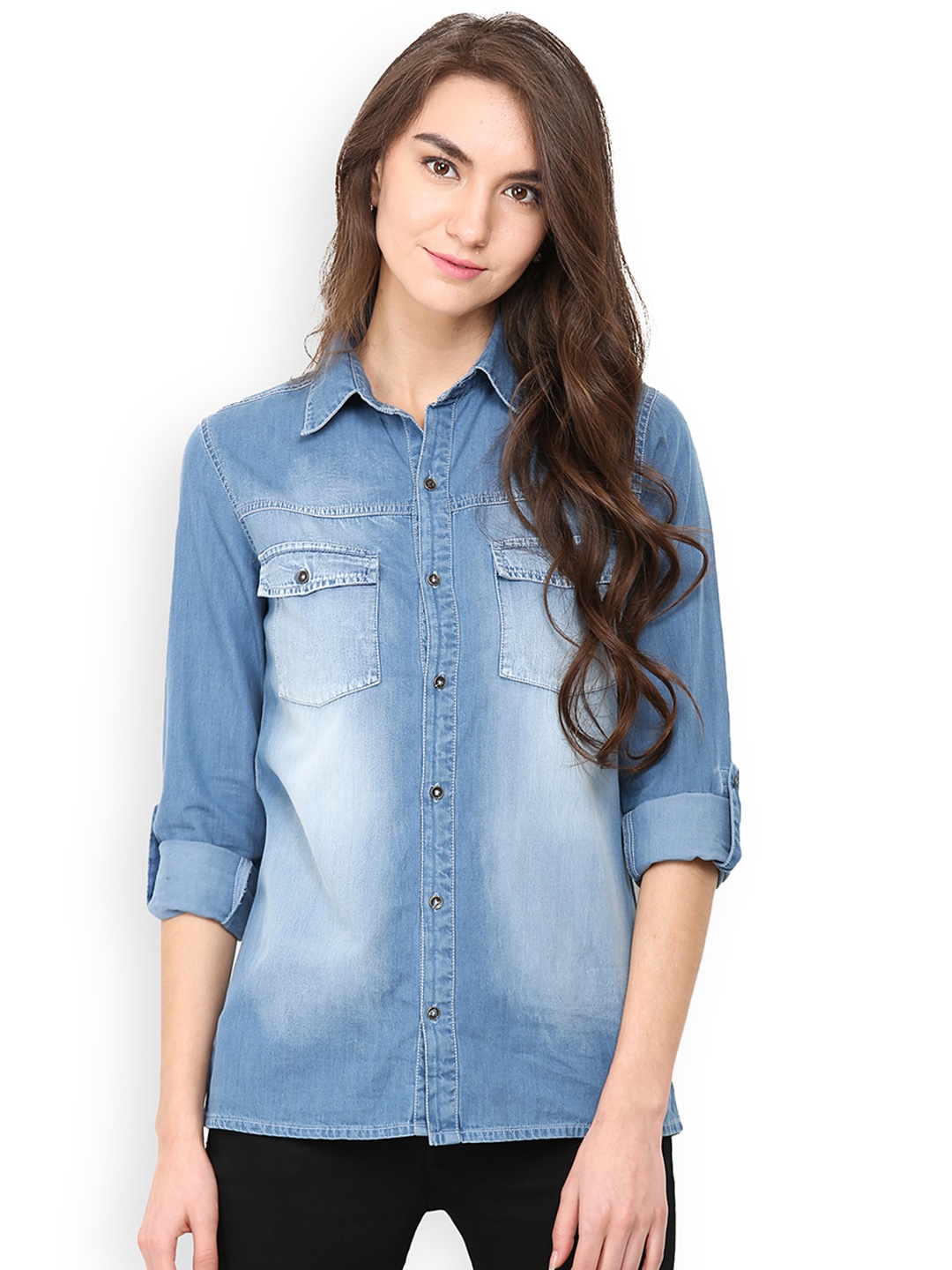 

Trend Arrest Women Blue Classic Fit Denim Casual Shirt