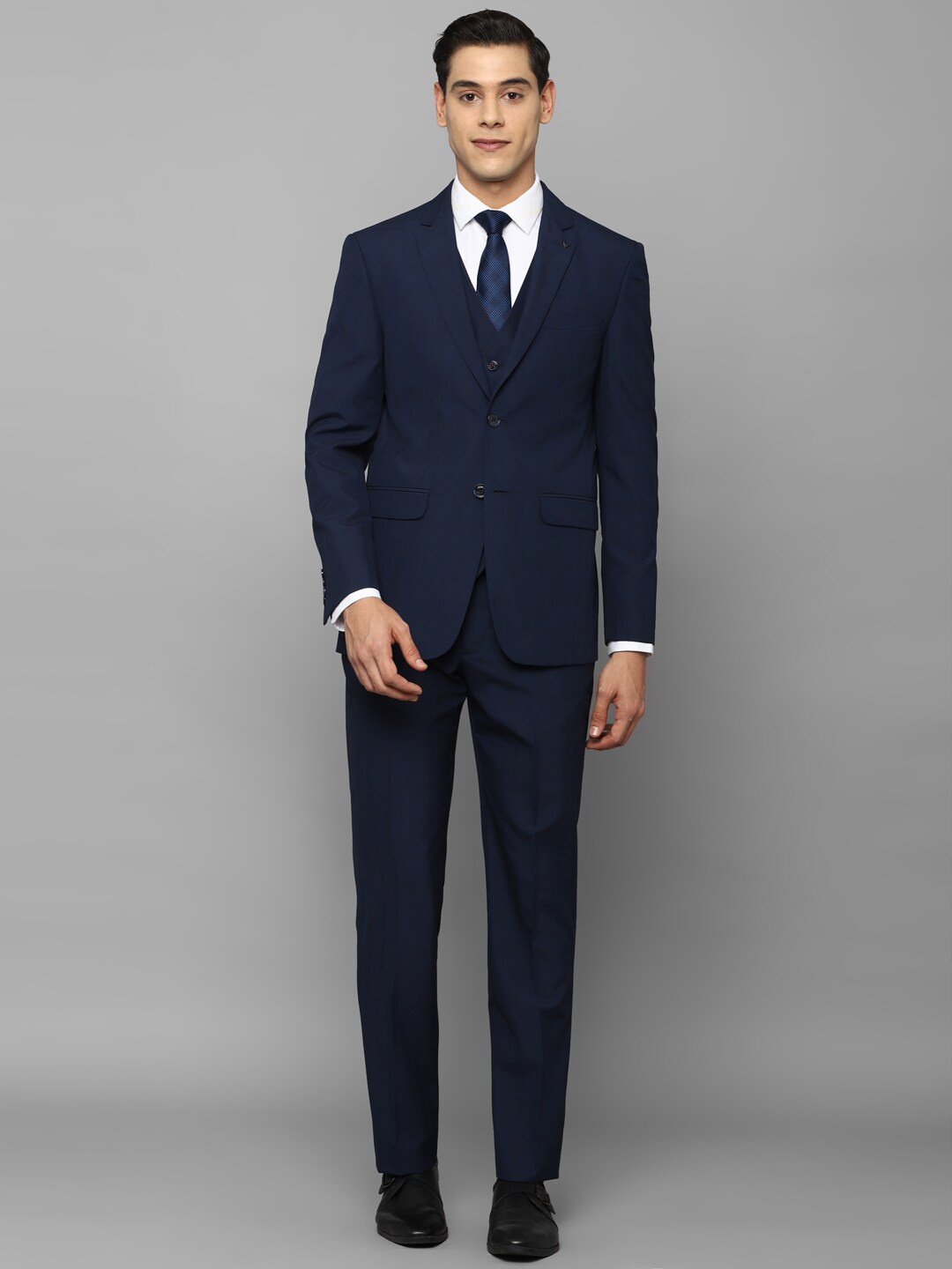 

Allen Solly Men Navy Blue Slim Fit Single Breasted 3-Piece Formal Suit