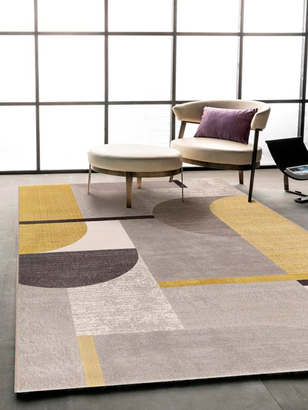 

DDecor Grey Geometric Print Rectangular Anti-Skid Carpet