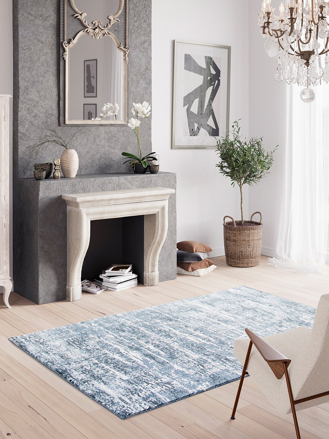 

DDecor Navy Blue Abstract Printed Carpet