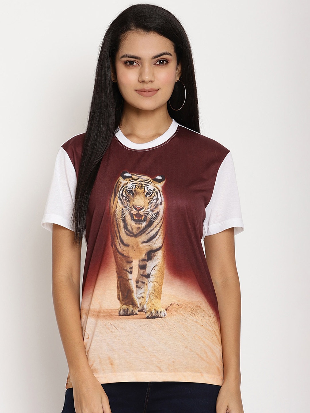 

Wolfpack Women Brown Graphic Printed T-shirt