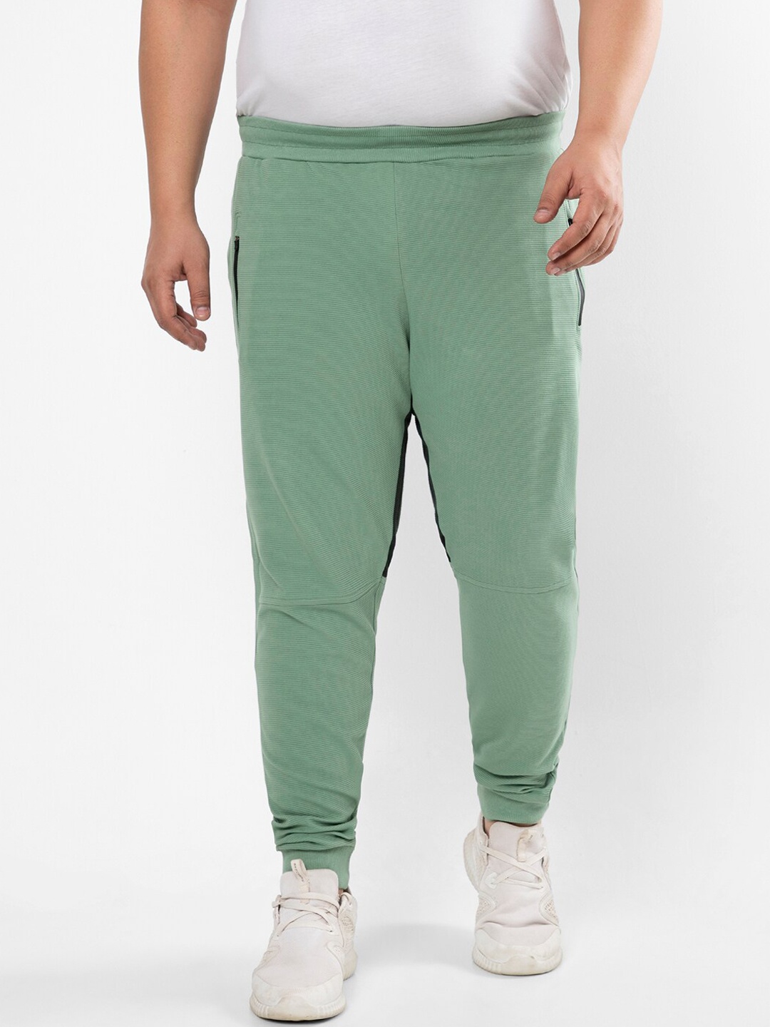 

Instafab Plus size Green solid cotton track pants