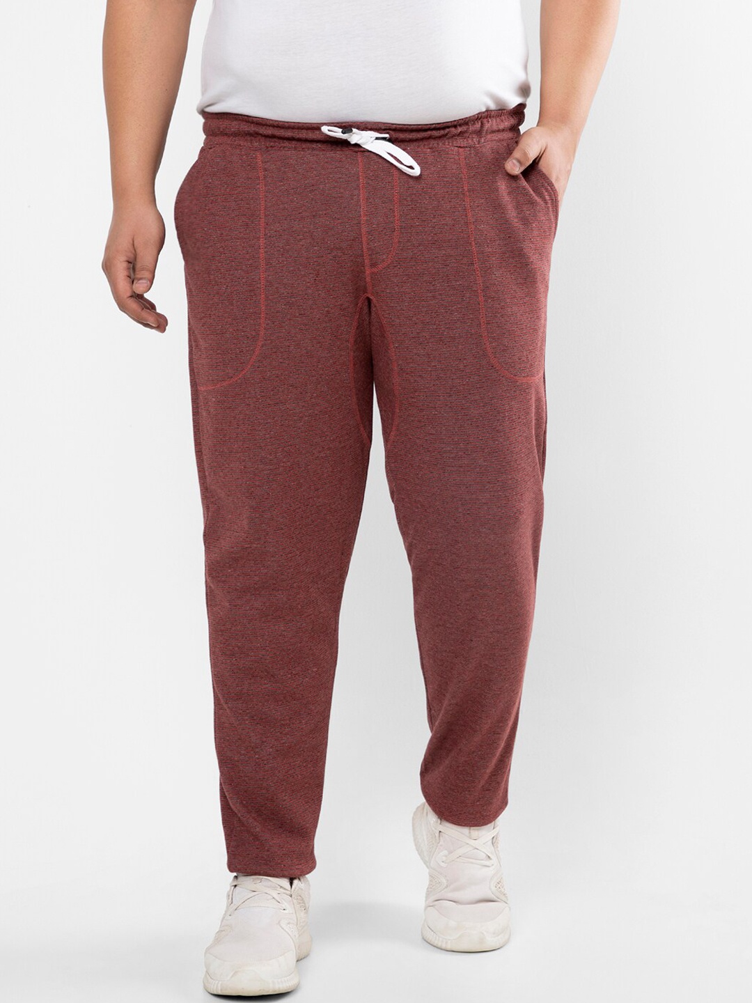 

Instafab Plus Men Maroon Solid Cotton Track Pants