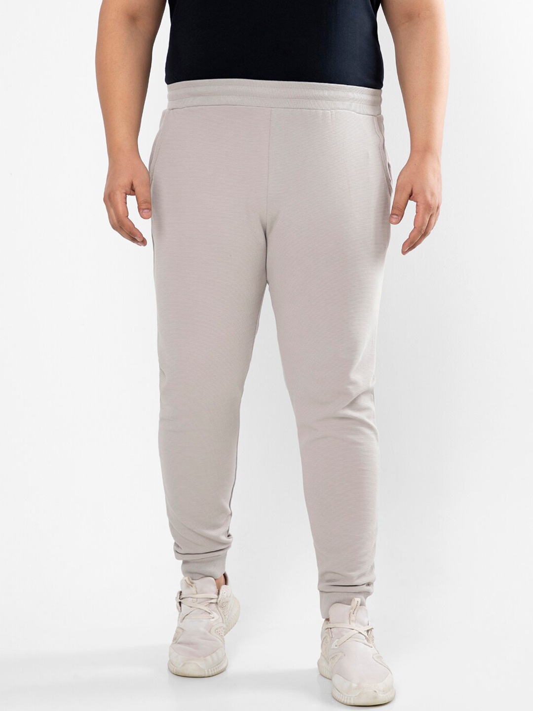 Instafab Plus Men Off White Track Pants