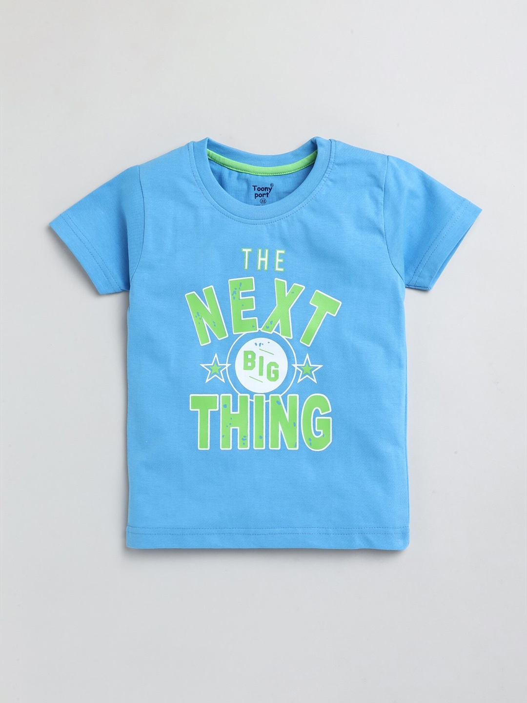 

Toonyport Boys Blue Typography Printed Cotton T-shirt