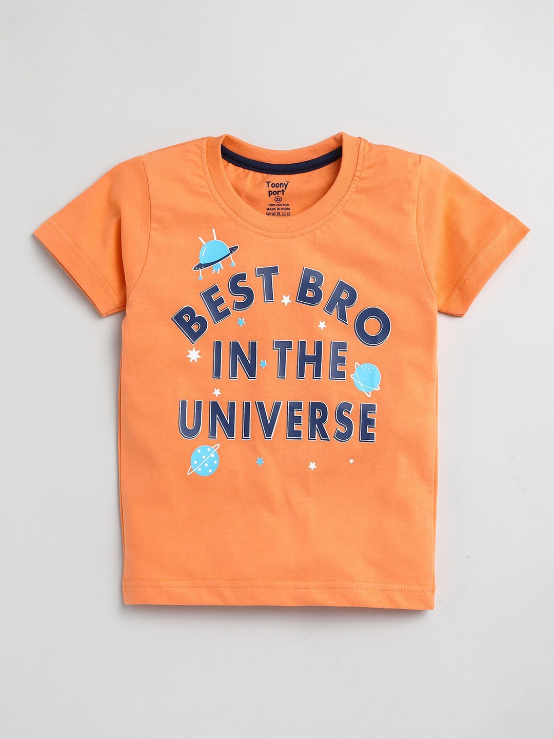 

Toonyport Boys Orange Typography Printed T-shirt