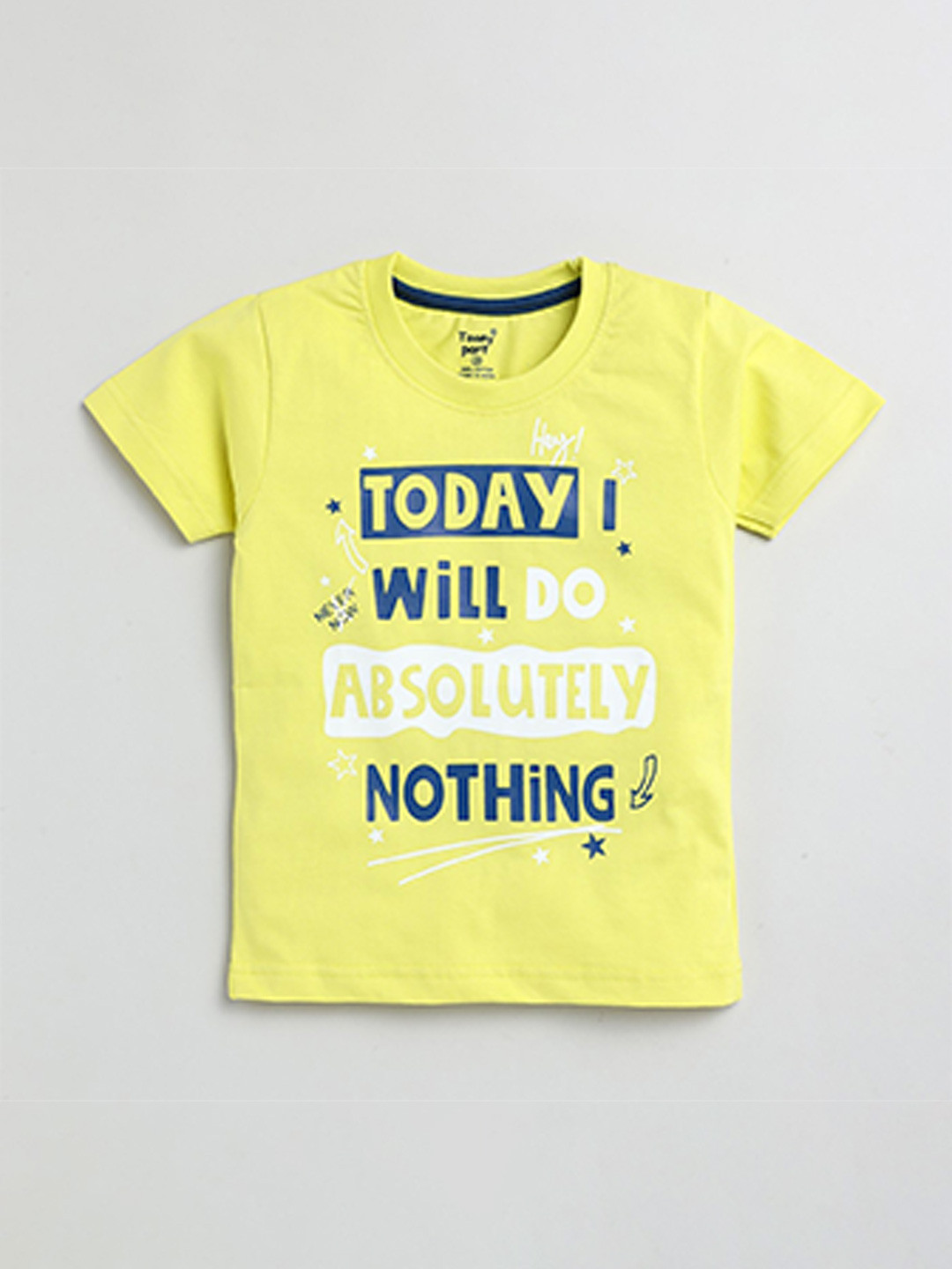 

Toonyport Boys Yellow Typography Printed Cotton Regular Fit T-shirt
