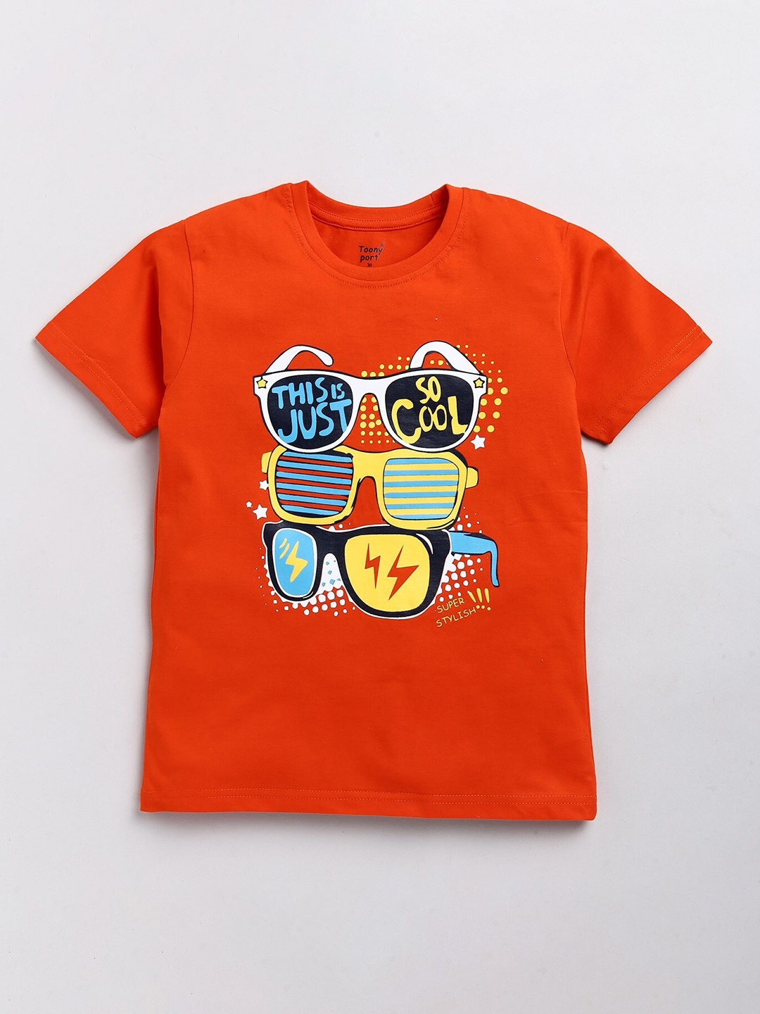 

Toonyport Boys Orange Printed Cotton T-shirt