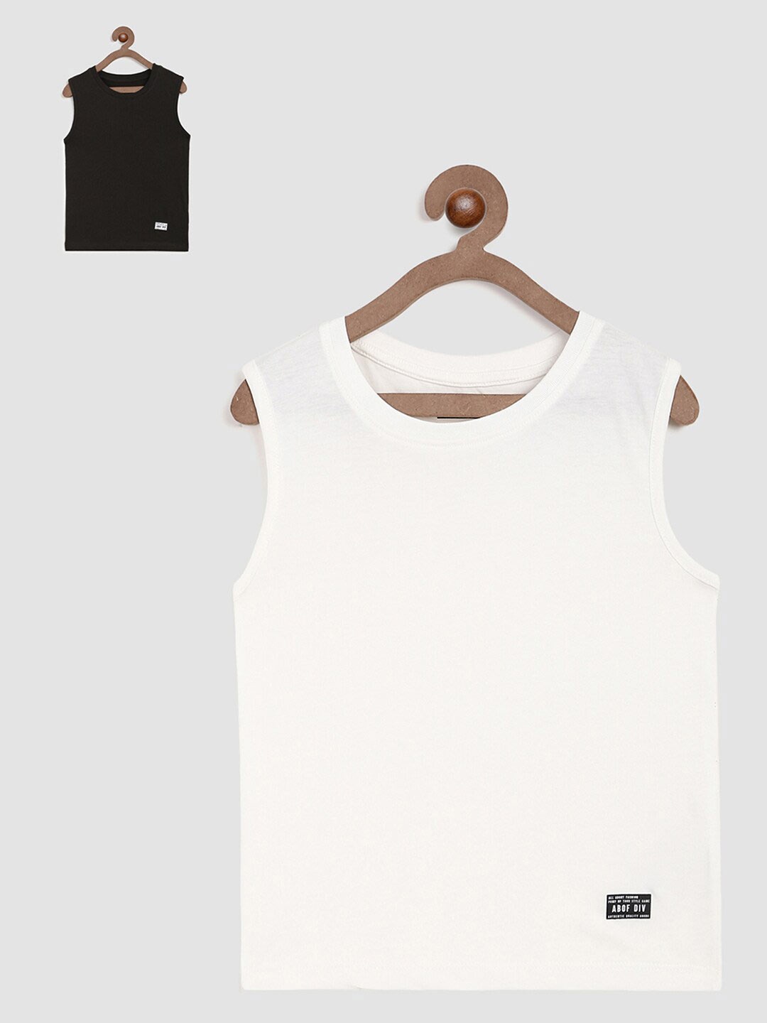 

abof Boys Set Of 2 Black & White Solid Cotton T-shirt