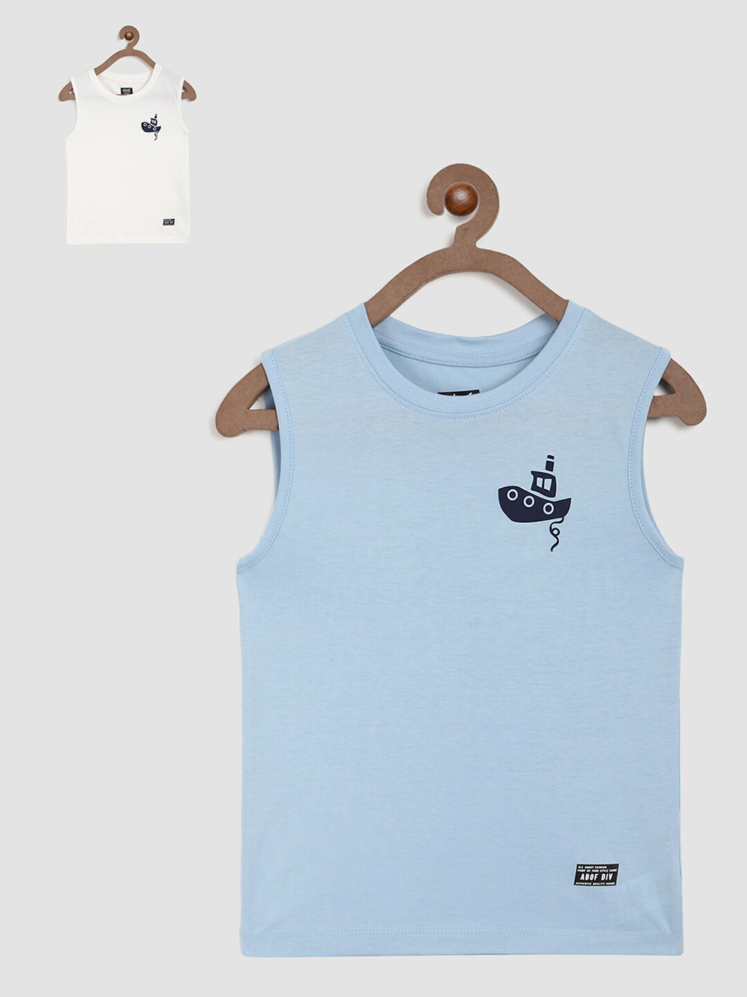 

abof Pack of 2 Boys Blue & White Cotton T-shirt