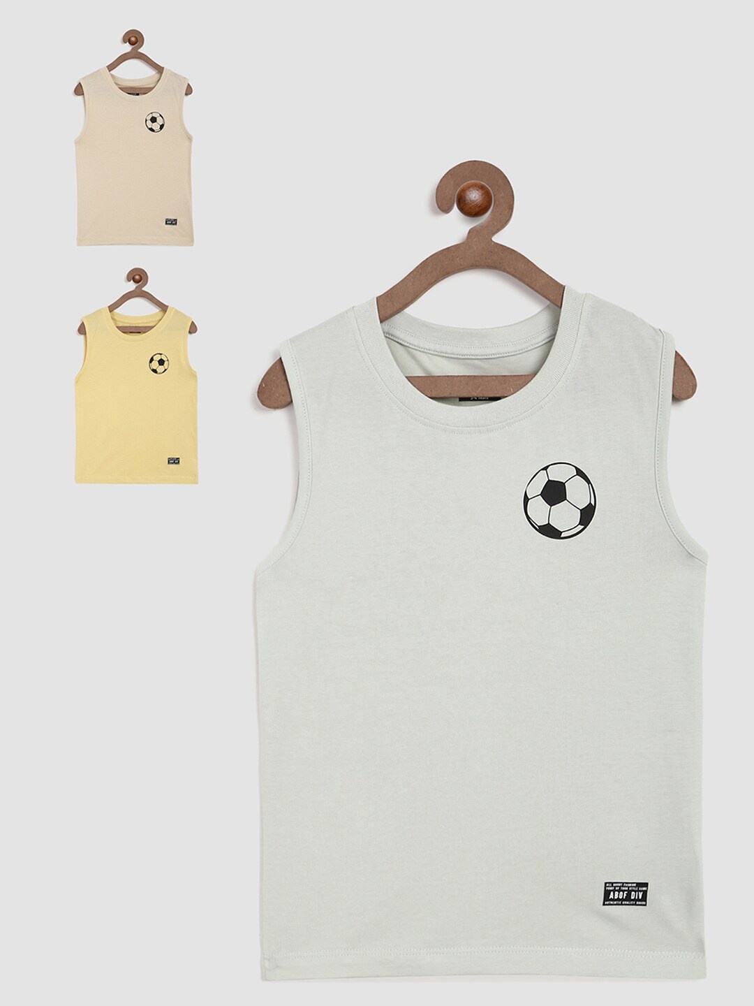 

abof Boys Beige & Yellow Set of 3 Printed Cotton T-shirt