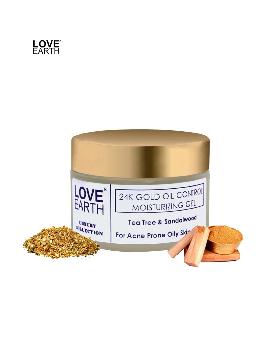 

LOVE EARTH 24K Gold Oil Control Moisturizing Gel with Tea Tree & Sandalwood 50 g, Off white