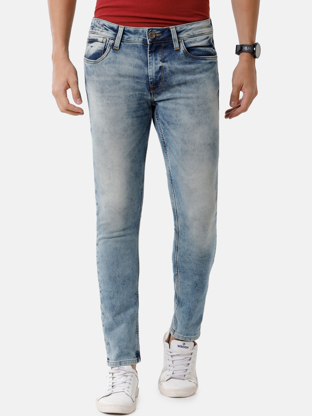 

Voi Jeans Men Blue Skinny Fit Heavy Fade Jeans