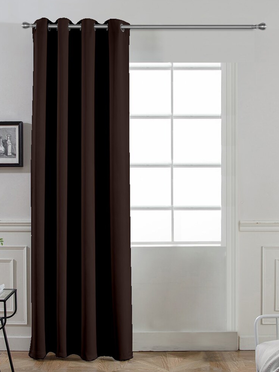 

Divine Casa Brown & Silver-Toned Black Out Door Curtain