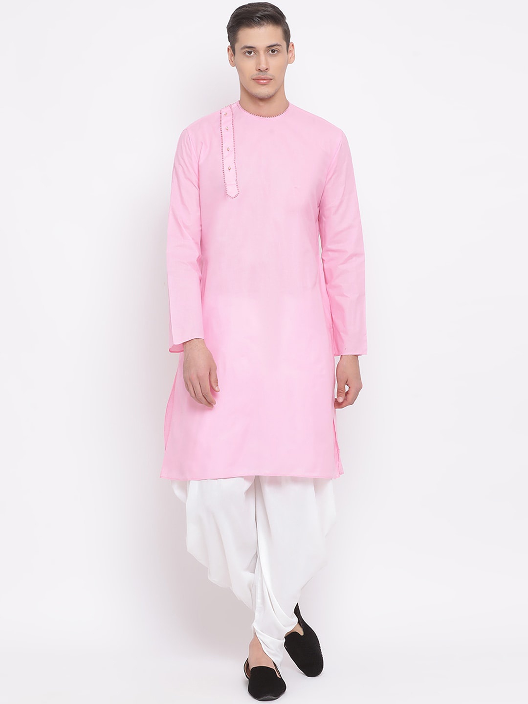 

VASTRAMAY Men Pink Kurta with Dhoti Pants