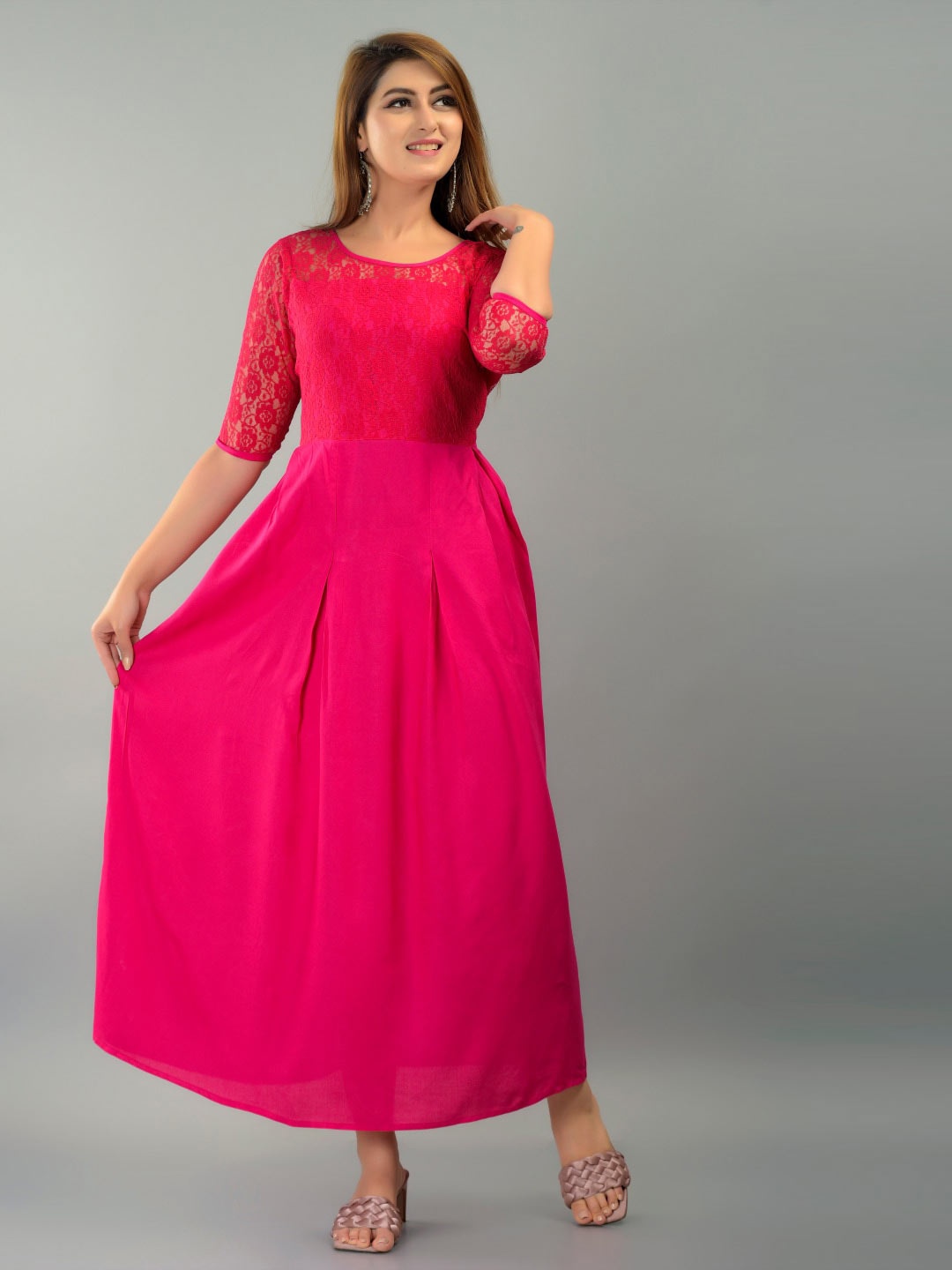 

IQRAAR Pink Maxi Dress