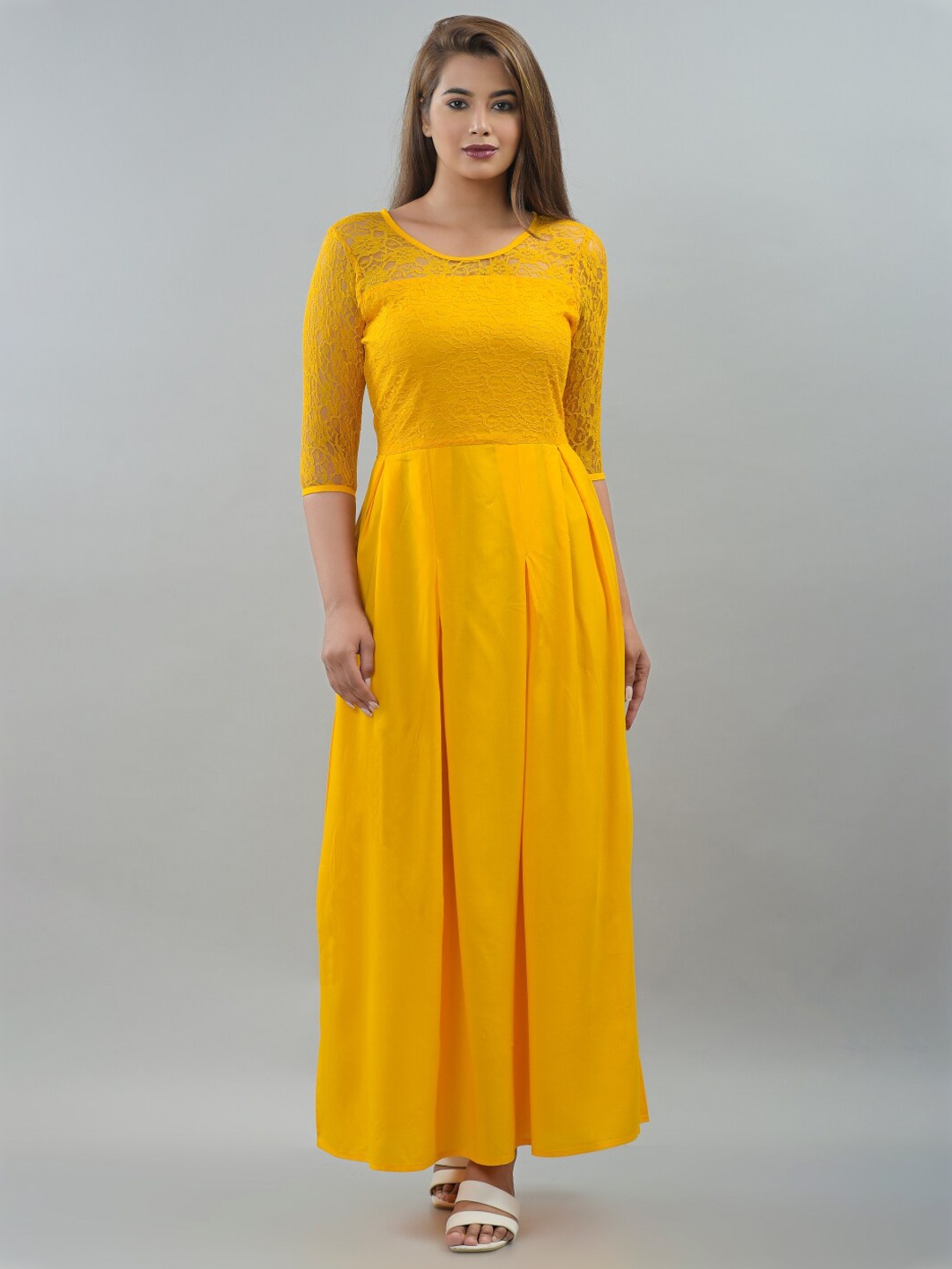 

IQRAAR Yellow Maxi Dress