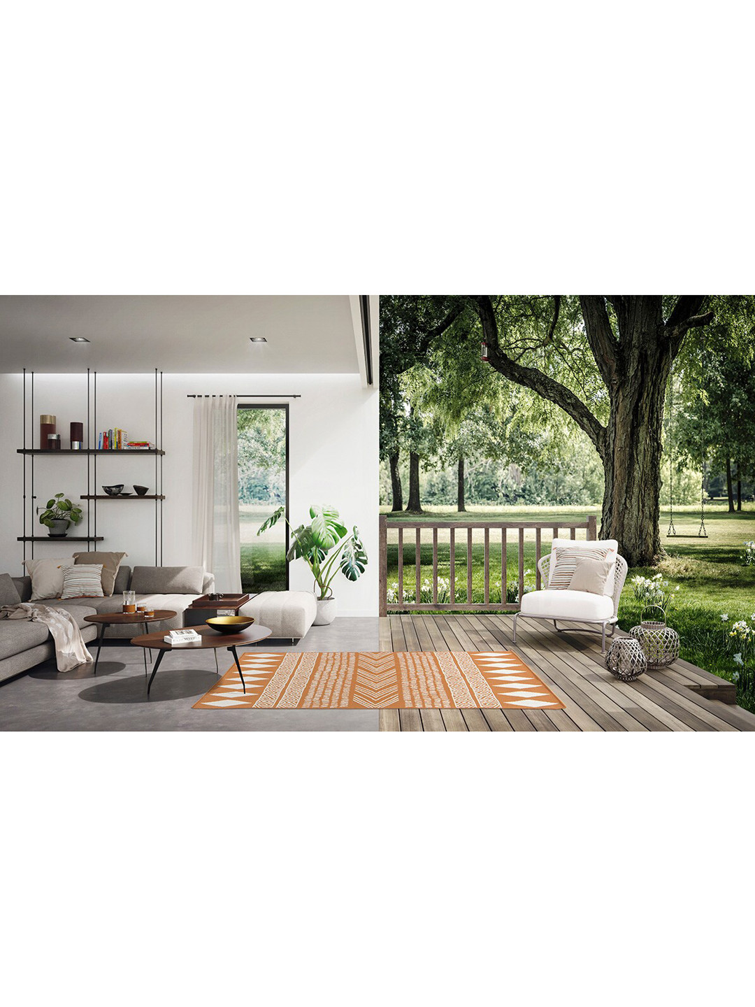 

DDecor Orange & White Geometric Pattern Rugs