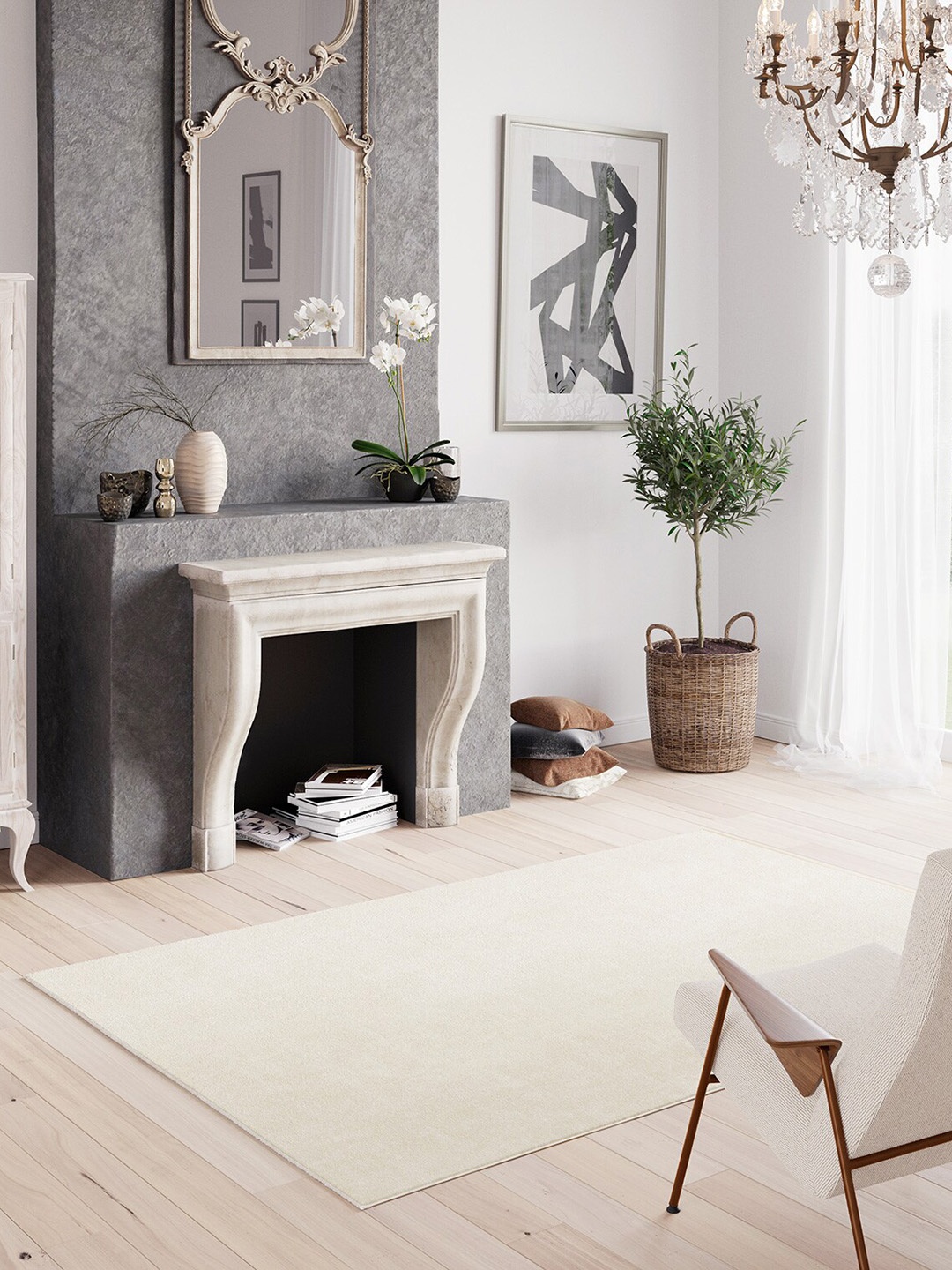 

DDecor Off White Solid Rectangular Carpet