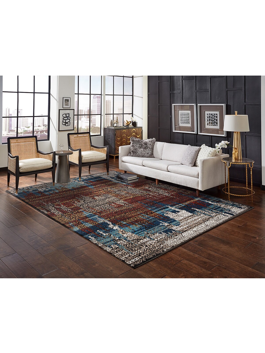 

DDecor Multi-Coloured Abstract Printed Carpet