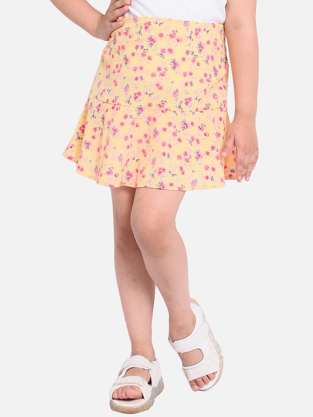 

Nauti Nati Girls Yellow Floral Printed Flared Skirt