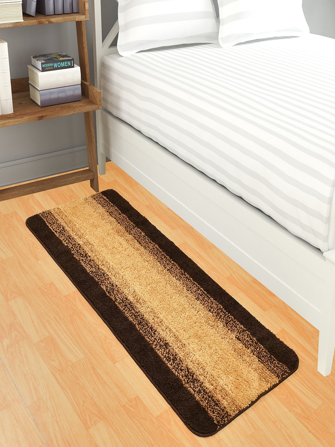 

Homefab India Coffee-Brown Striped Floor Runner