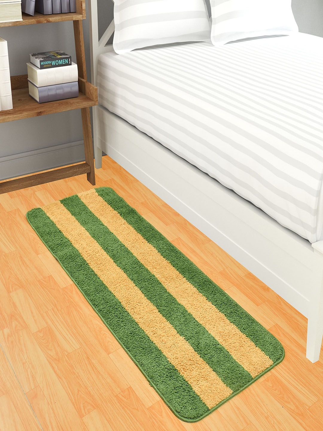 

Homefab India Green Striped Anti-Skid Floor Runners