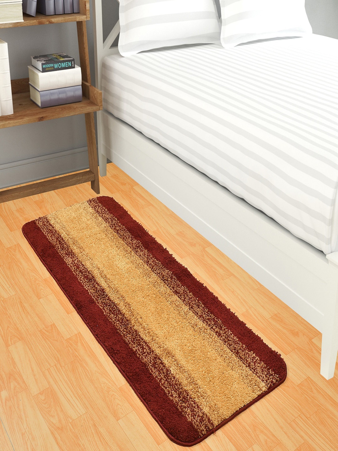 

Homefab India Maroon & Beige Striped Anti-Skid Floor Runner