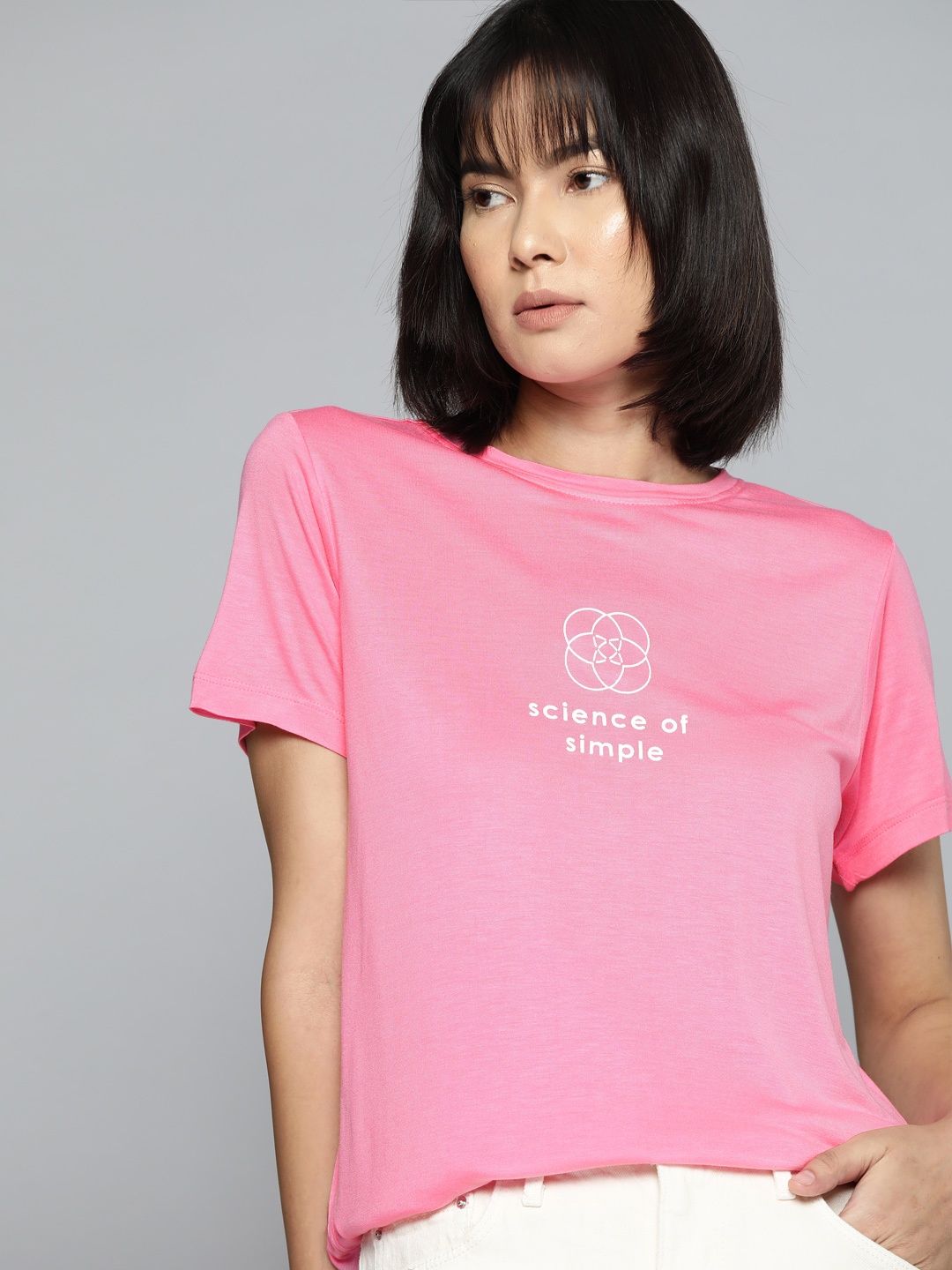 

ether Women Pink Typography Printed T-shirt